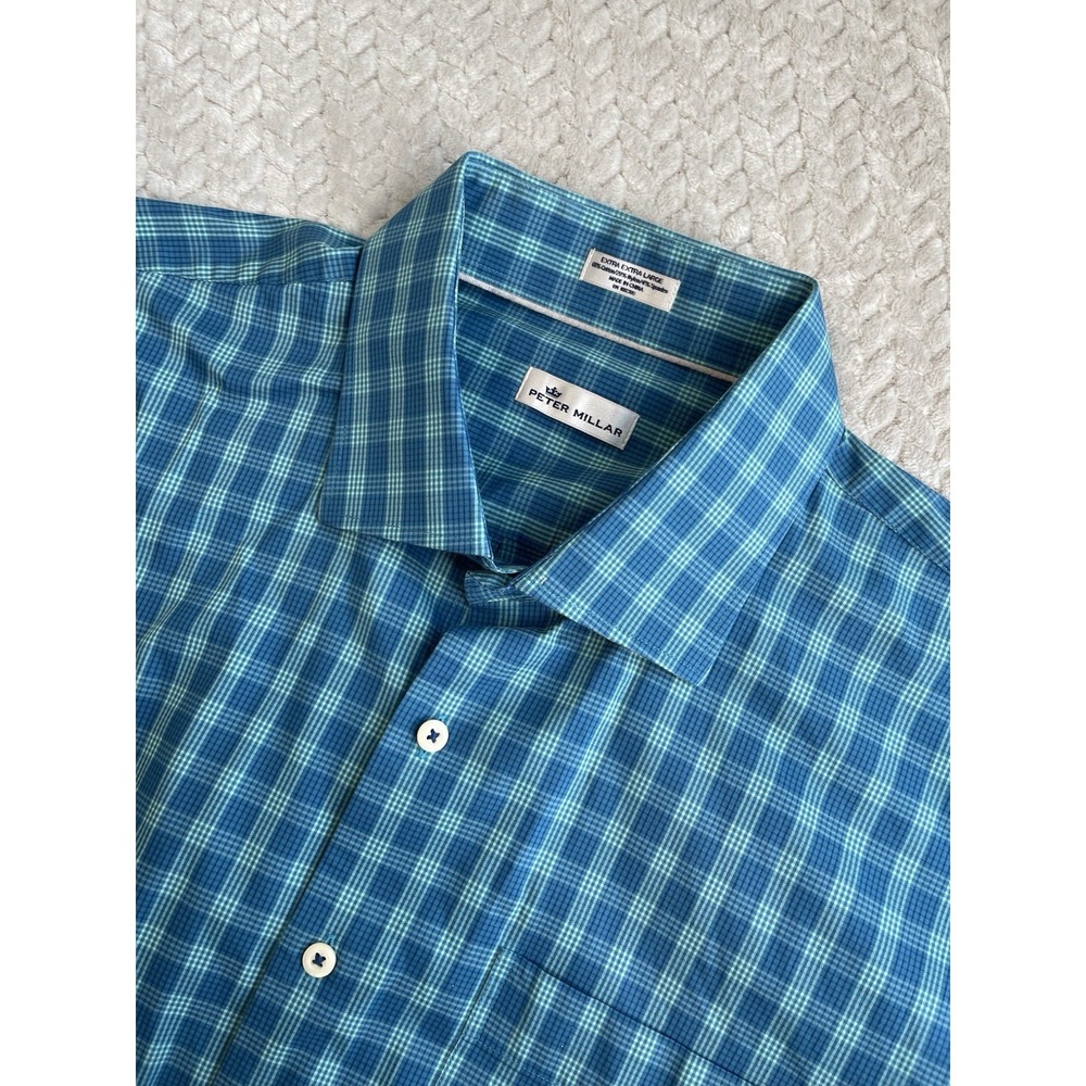 Peter Millar Shirt Mens XXL Crown Lite Plaid Long Sleeve Button‎ Down Stretch